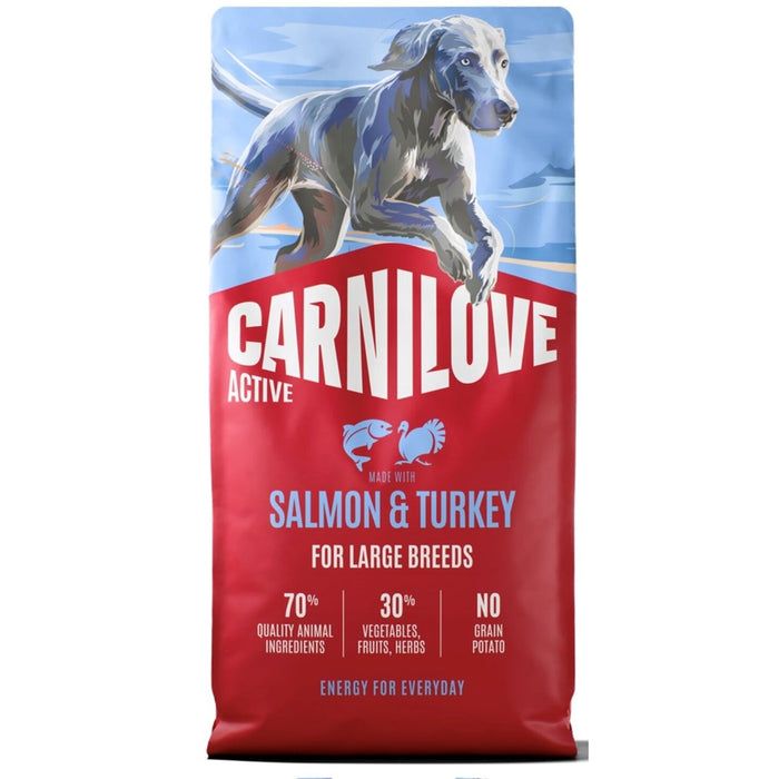 CARNILOVE ACTIVE DOG СЬОМГА И ПУЙКА РЕЦЕПТА ЗА ГОЛЯМА КУЧЕТА 12 кг