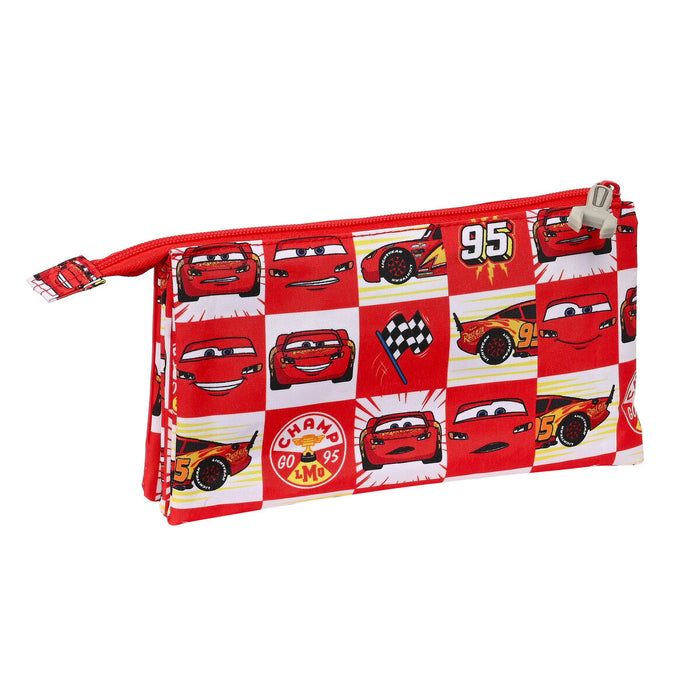Троен Моливник Cars Let's race Червен Бял (22 x 12 x 3 cm)