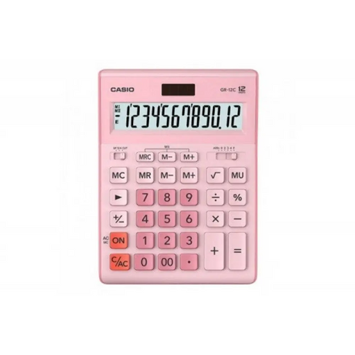 CASIO CALCULATOR GR-12C-PK OFFICE PINK 12-DIGIT DISPLAY