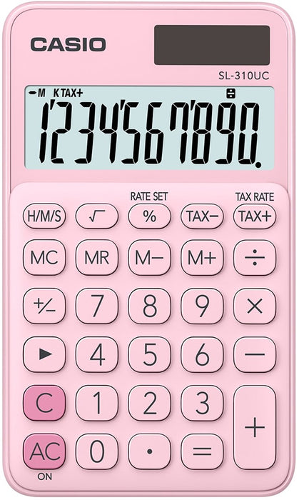 КАЛКУЛАТОР CASIO ДЖОБЕН SL-310UC PK РОЗОВ, 10-ЦИФРЕН ДИСПЛЕЙ