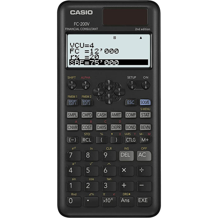 Калкулатор Casio FC-200V-2-W-ET Черен Пластмаса 16,2 x 7,7 x 1,1 cm