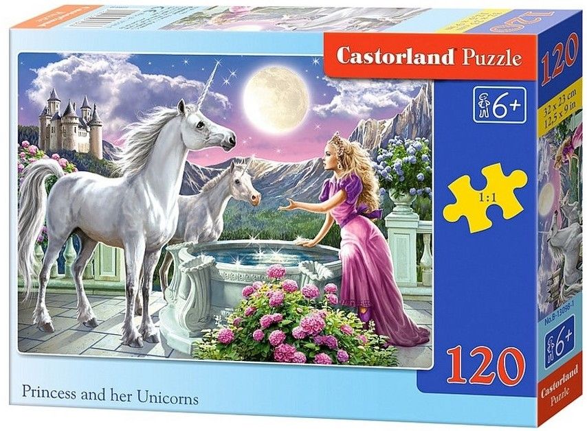 Пъзел Castorland от 120 части - Принцесата и еднорозите
