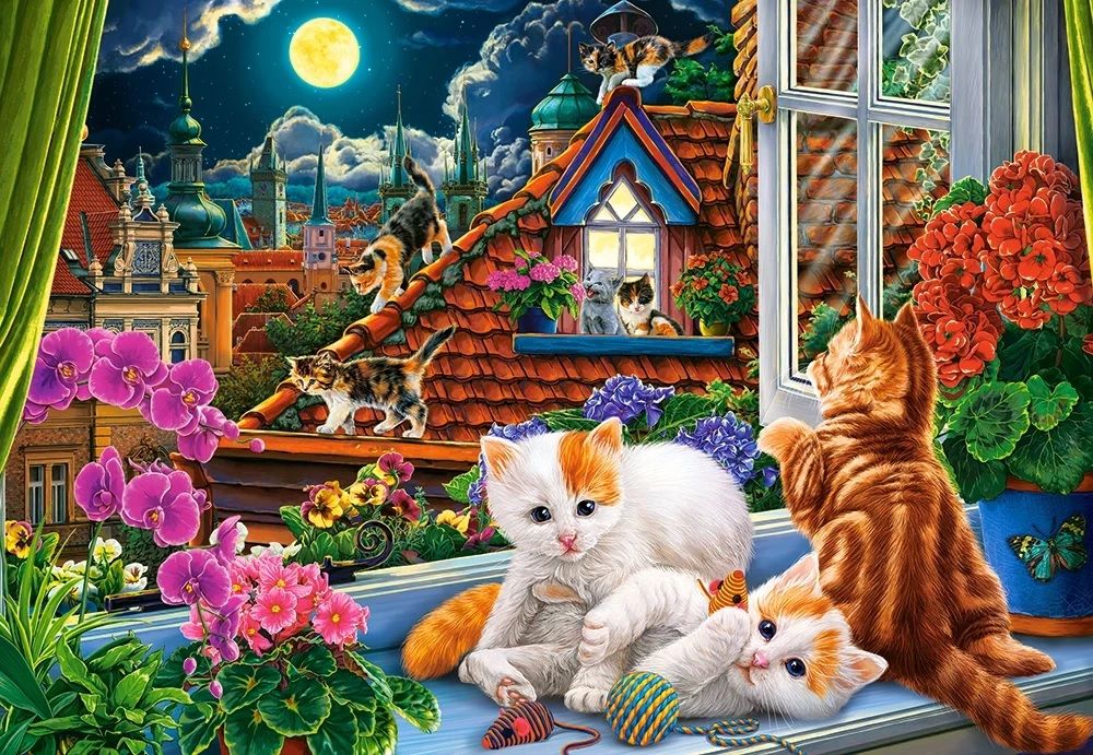 Пъзел Castorland от 1500 части - Котенца на покрива