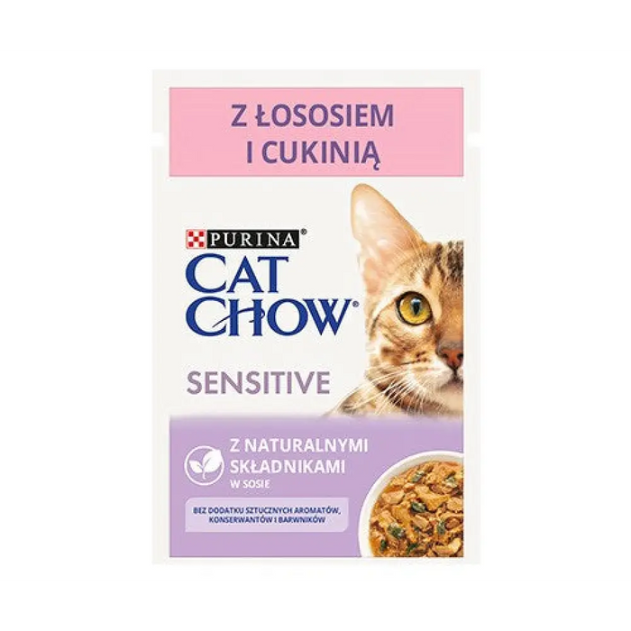 CAT CHOW Sensitive Сьомга с тиквички - мокра котешка храна