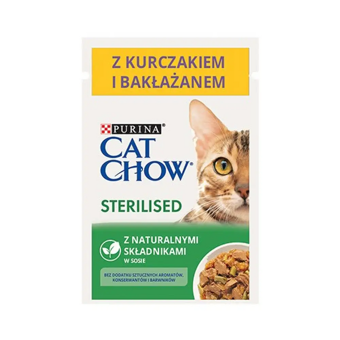 CAT CHOW Стерилизирано пиле с патладжан - мокра котешка