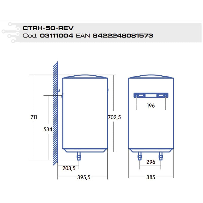 Електрически бойлер Cata – CTRH-50-REV, 1500W, 50 l, бял