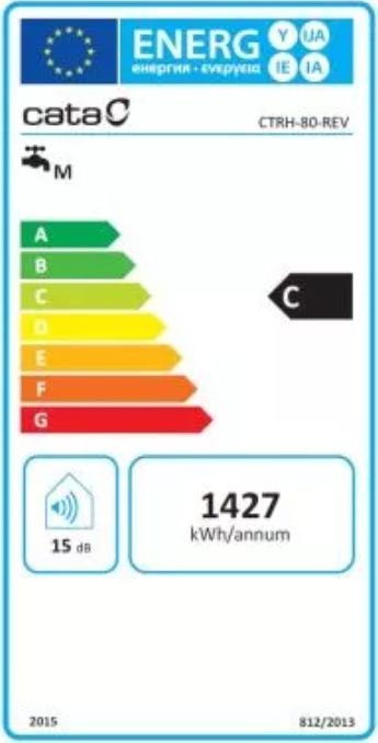 Електрически бойлер Cata - CTRH-80-REV, 1500 W, 80 l, бял