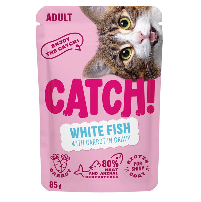 CATCH Бяла риба и моркови в сос - мокра храна за котки - 85 г