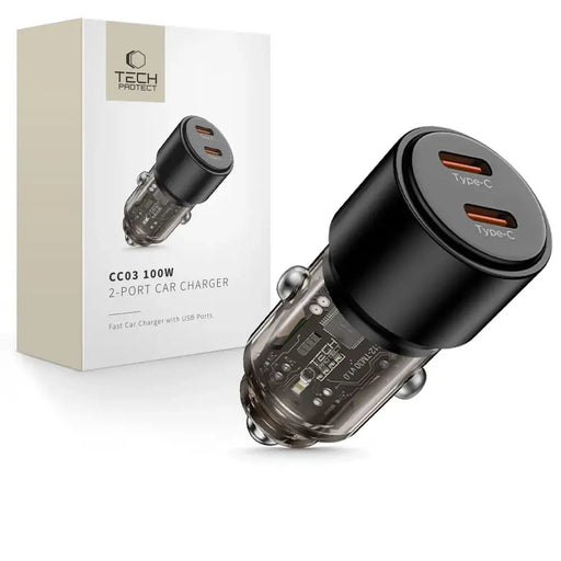CC03 2-port PD100W зарядно за кола - черно