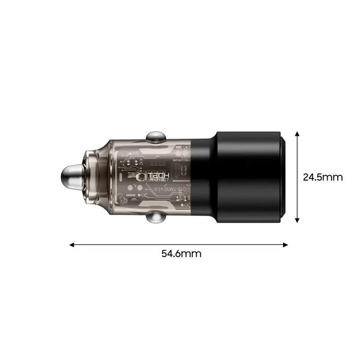 CC03 2-портово зарядно за кола PD75W - черно