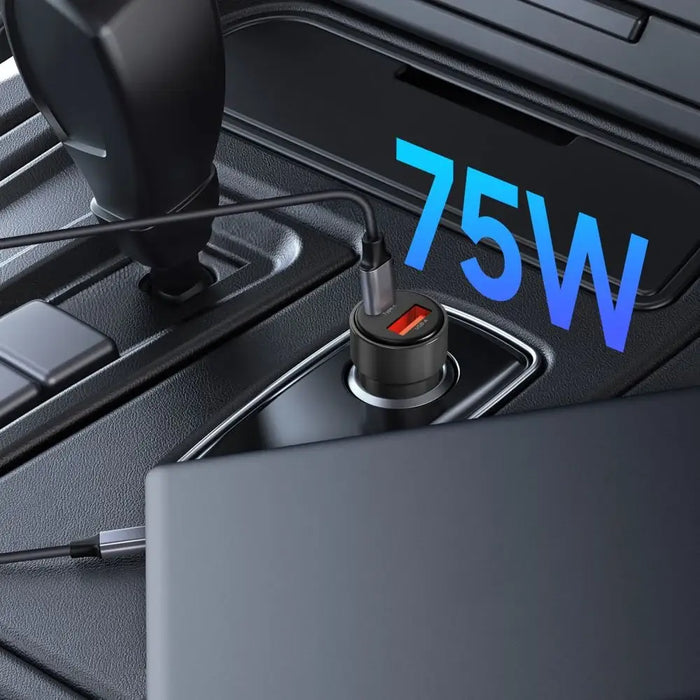 CC03 2-портово зарядно за кола PD75W - черно