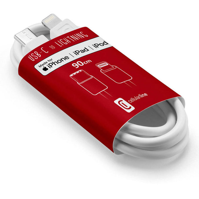 КАБЕЛ CELLULAR LINE USB-C TO LIGHTNING 90 cm White