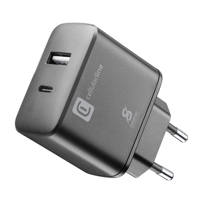 ЗАРЯДНО 220V 25W PD USB+TYPE-C BLACK^