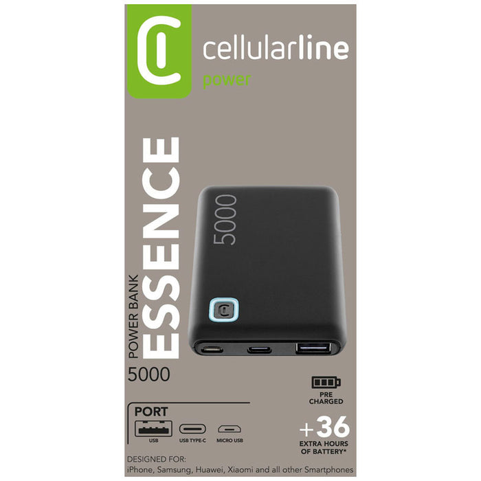 ВЪНШНА БАТЕРИЯ CELLULAR LINE ESSENCE 5000 mAh BLACK