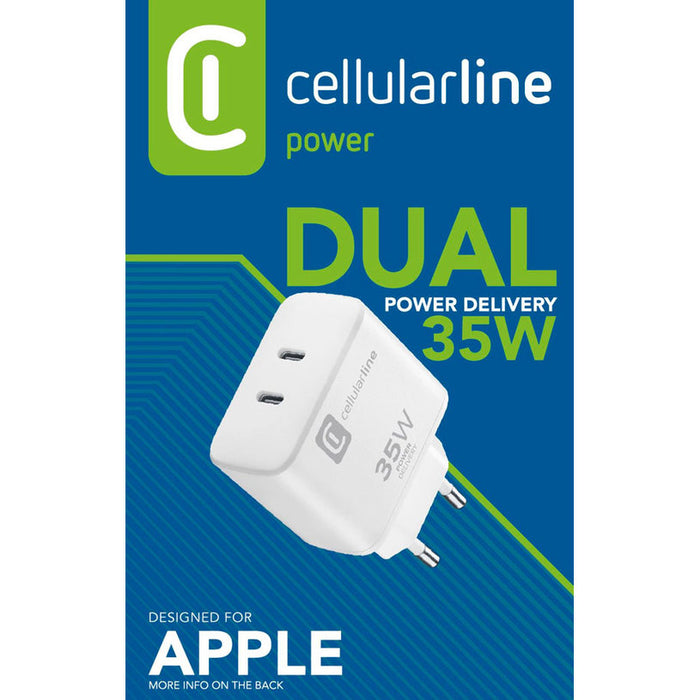 ЗАРЯДНО 220V 35W PD 2xTYPE-C WHITE APPLE
