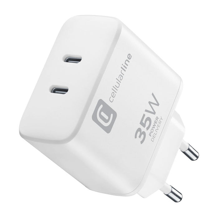 ЗАРЯДНО 220V 35W PD 2xTYPE-C WHITE APPLE