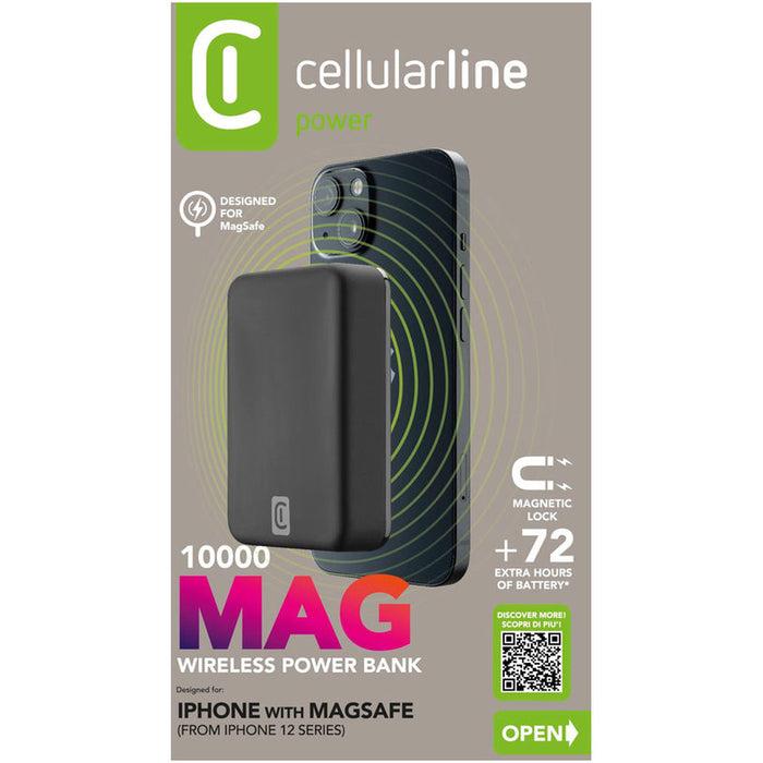 БЕЗЖИЧНА ВЪНШНА БАТЕРИЯ CELLULAR LINE ЗА АПАРАТИ С ТЕХНОЛОГИЯ MAGSAFE 10000 mAh