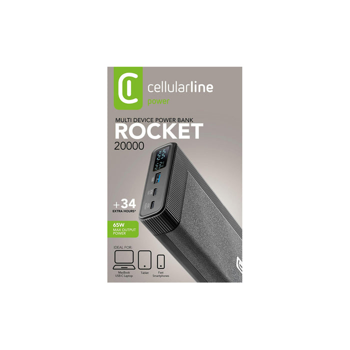 ВЪНШНА БАТЕРИЯ CELLULAR LINE ROCKET 20000 mAh PD 65W BLACK