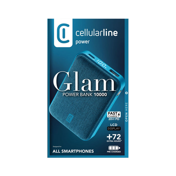 ВЪНШНА БАТЕРИЯ CELLULAR LINE GLAM 10000 mAh 20W PD BLUE