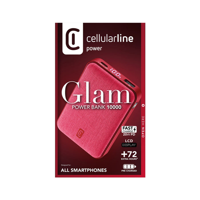 ВЪНШНА БАТЕРИЯ CELLULAR LINE GLAM 10000 mAh 20W PD RED