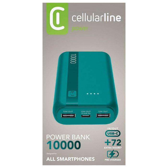 ВЪНШНА БАТЕРИЯ CELLULAR LINE ESSENCE ENTRY 10000 mAh GREEN