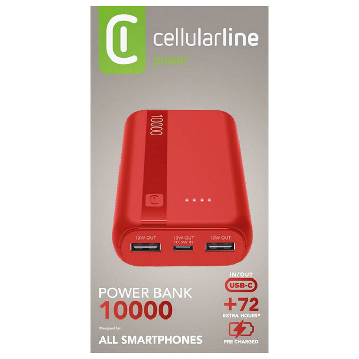 ВЪНШНА БАТЕРИЯ CELLULAR LINE ESSENCE ENTRY 10000 mAh RED