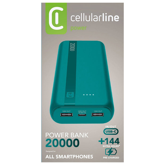 ВЪНШНА БАТЕРИЯ CELLULAR LINE ESSENCE ENTRY 20000 MAH GREEN