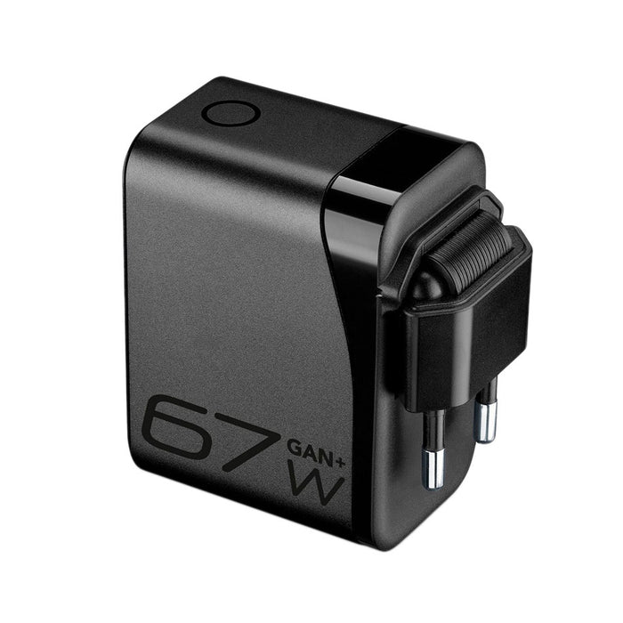 ЗАРЯДНО 220V 67W GAN 2XUSB-C+1XUSB-A TFT USB-C 67 W Power Delivery