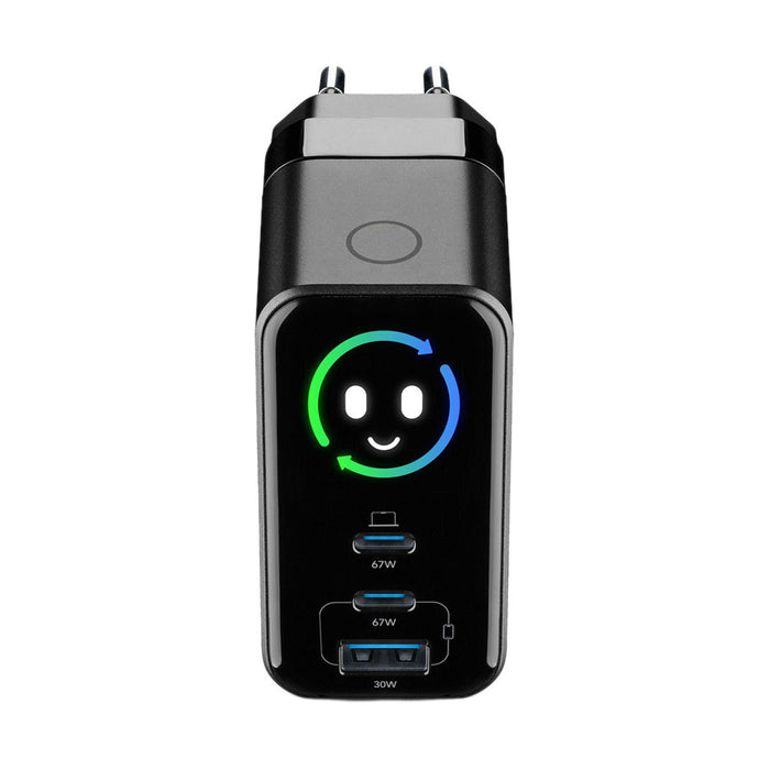 ЗАРЯДНО 220V 67W GAN 2XUSB-C+1XUSB-A TFT USB-C 67 W Power Delivery