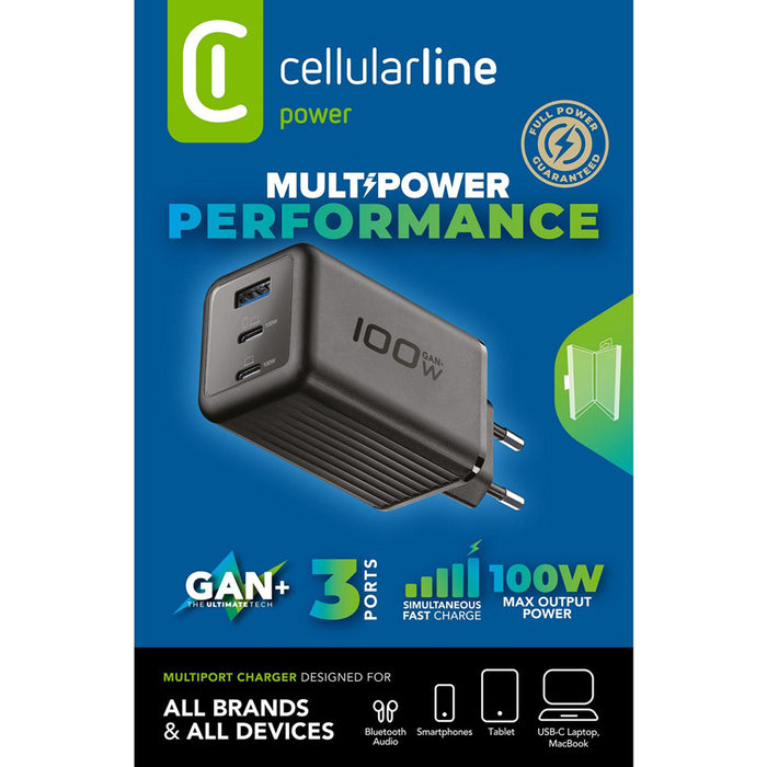 ЗАРЯДНО 220V 100W GAN+PD 2XUSB-C+1XUSB-A USB-C 100 W Power Delivery