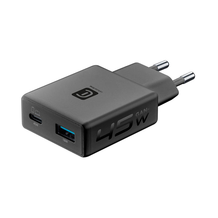 ЗАРЯДНО 220V 45W GAN USB-C + USB-A SLIM USB-C 45 W Power Delivery