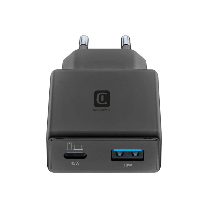 ЗАРЯДНО 220V 45W GAN USB-C + USB-A SLIM USB-C 45 W Power Delivery