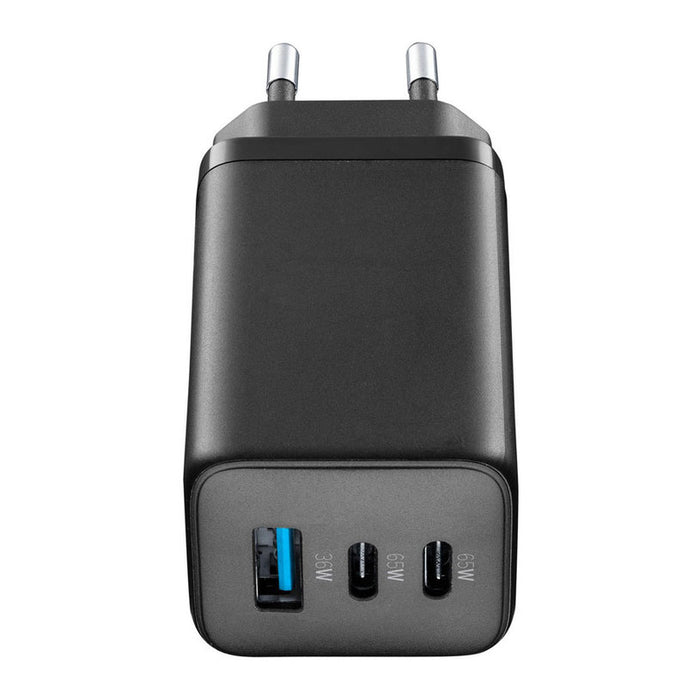 ЗАРЯДНО 220V 65W PD GAN USB+2xTYPE-C BK