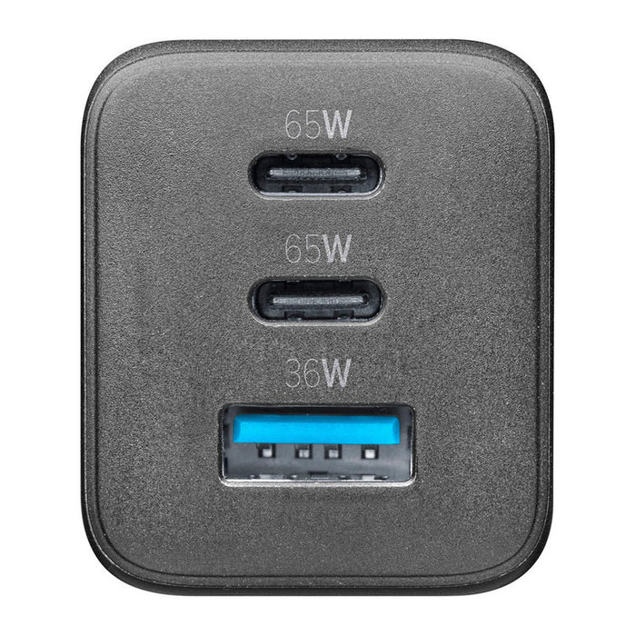 ЗАРЯДНО 220V 65W PD GAN USB+2xTYPE-C BK