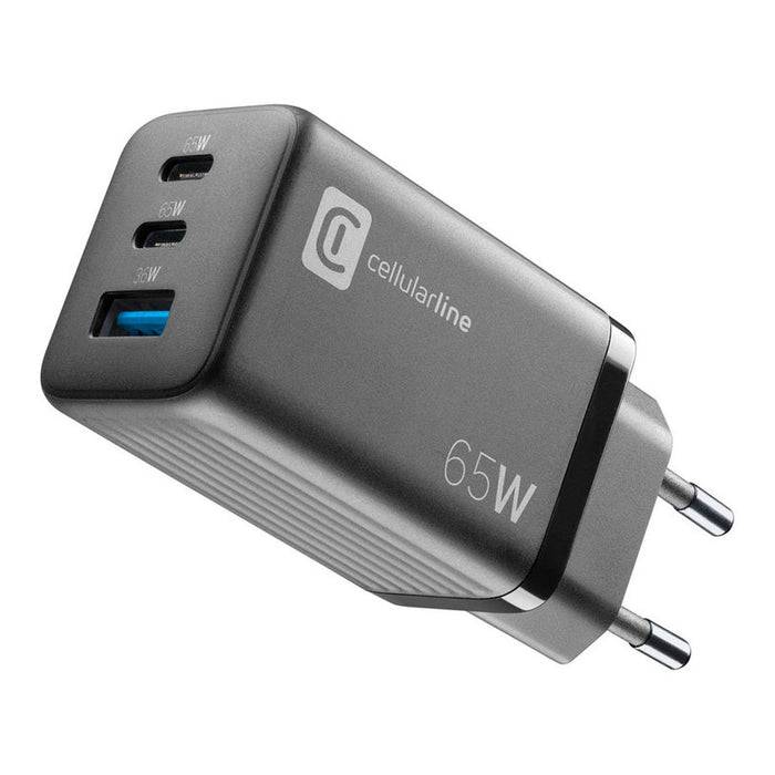ЗАРЯДНО 220V 65W PD GAN USB+2xTYPE-C BK