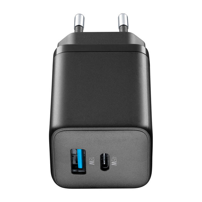 ЗАРЯДНО 220V 45W PD GAN USB+TYPE-C BK^
