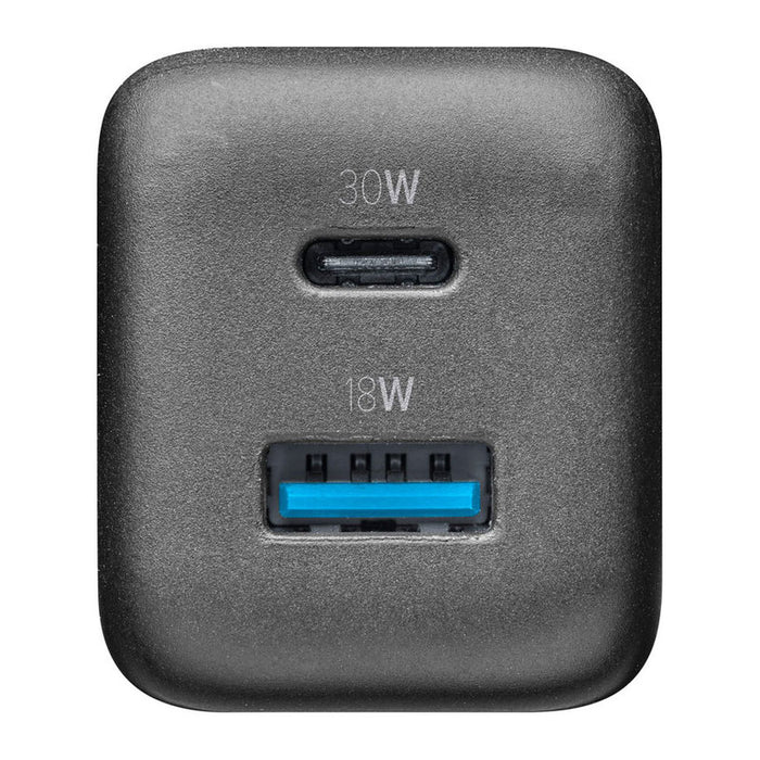 ЗАРЯДНО 220V 30W PD GAN USB+TYPE-C BK^
