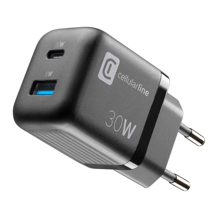 ЗАРЯДНО 220V 30W PD GAN USB+TYPE-C BK^
