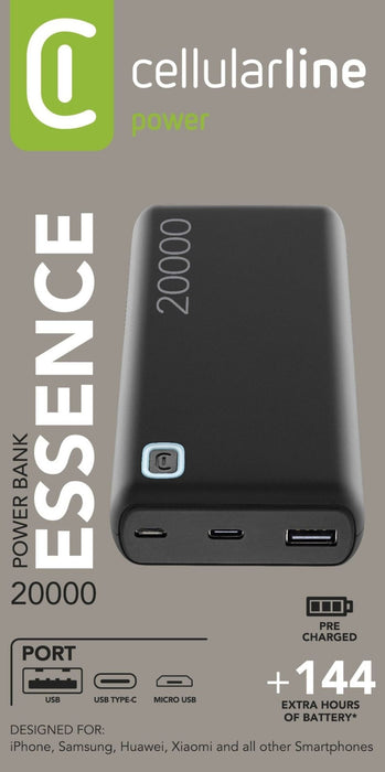 Портативна батерия Cellularline – Essence 2, 20000mAh, черна