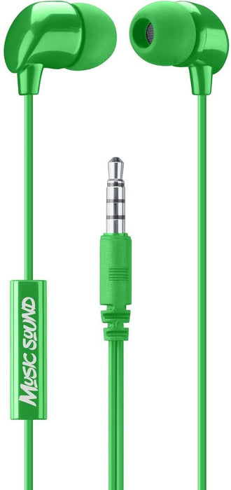 Слушалки с микрофон Cellularline - Music Sound 3.5 mm, зелени