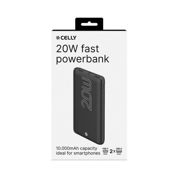 ВЪНШНА БАТЕРИЯ CELLY 10000 mAh 20W EVO BLACK