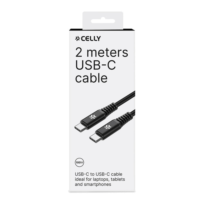 КАБЕЛ CELLY USB-C TO USB-C 100W 2M BK