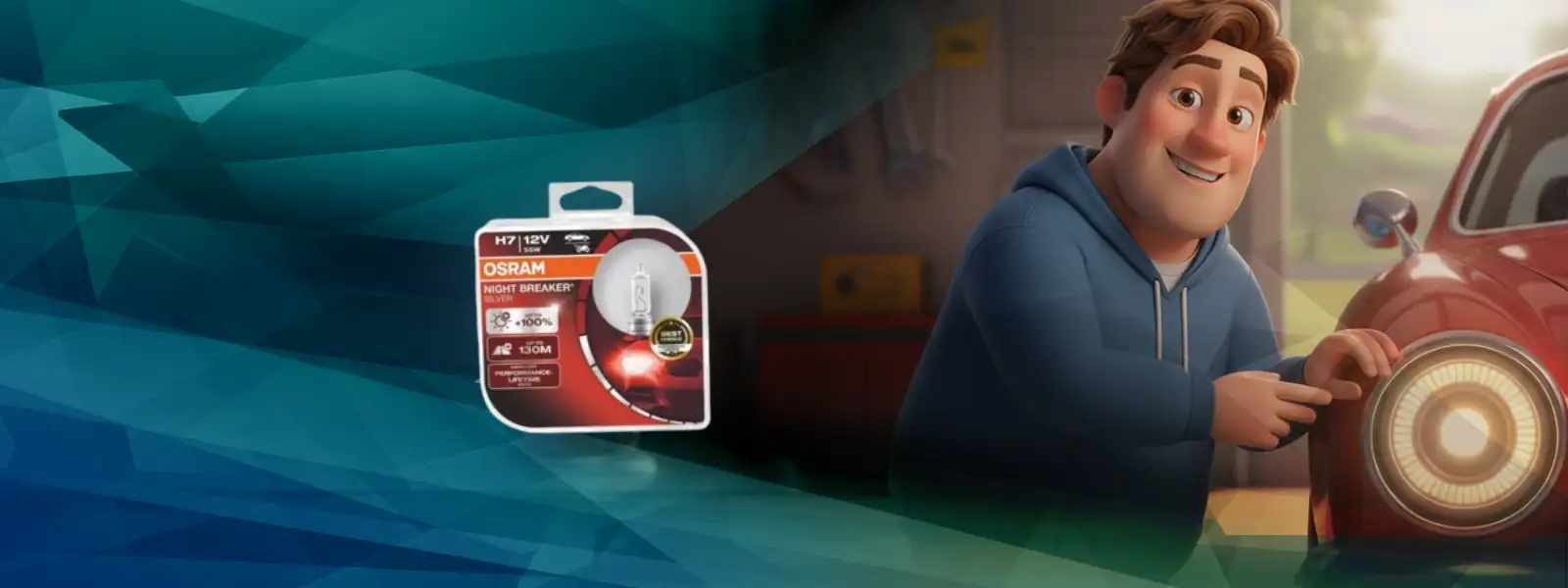 Червено и бяло опаковане на LED крушка с прозорец от прозрачен пластмас.