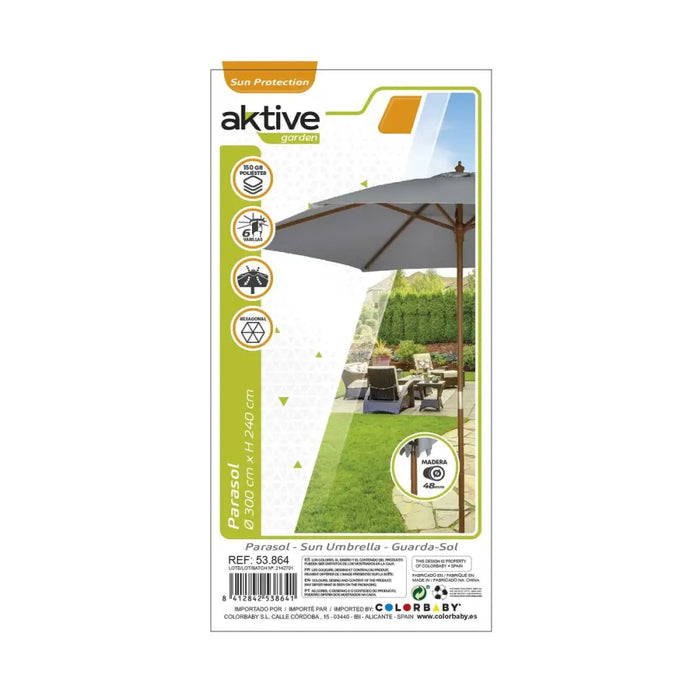 Чадър Aktive Сив Ø 300 cm 300 x 240 x 300 cm