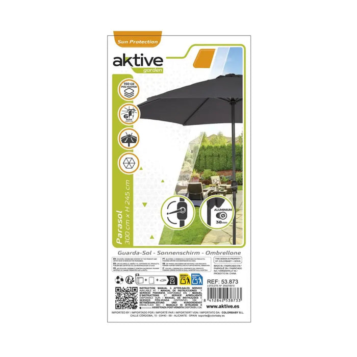Чадър Aktive Антрацит Ø 300 cm 300 x 245 x 300 cm