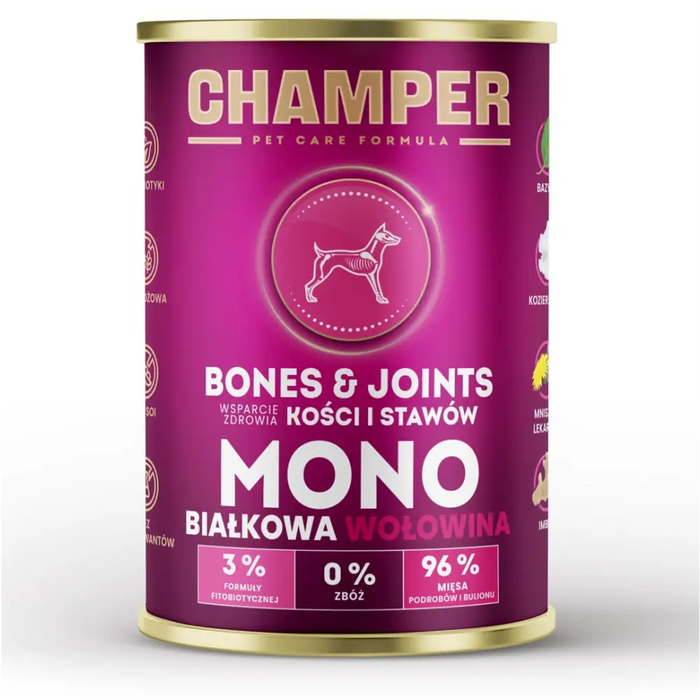 CHAMPER BONES&JOINTS MONOBIAŁKOWA wołowina mokra karma dla