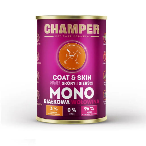 CHAMPER Coat & Skin Beef - мокра храна за кучета - 400