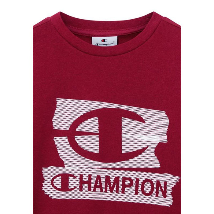Детски суичър без качулка Champion Graphic Shop Кестен Тъмно червен