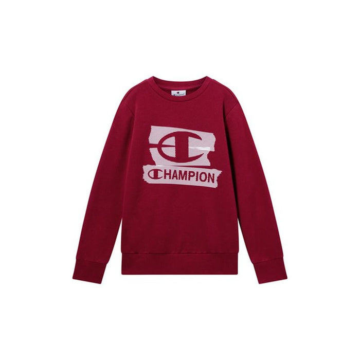 Детски суичър без качулка Champion Graphic Shop Кестен Тъмно червен