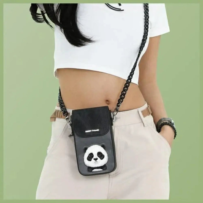 Чанта за телефон Nimmy Big Eyed Pet 2.0 Panda - черна